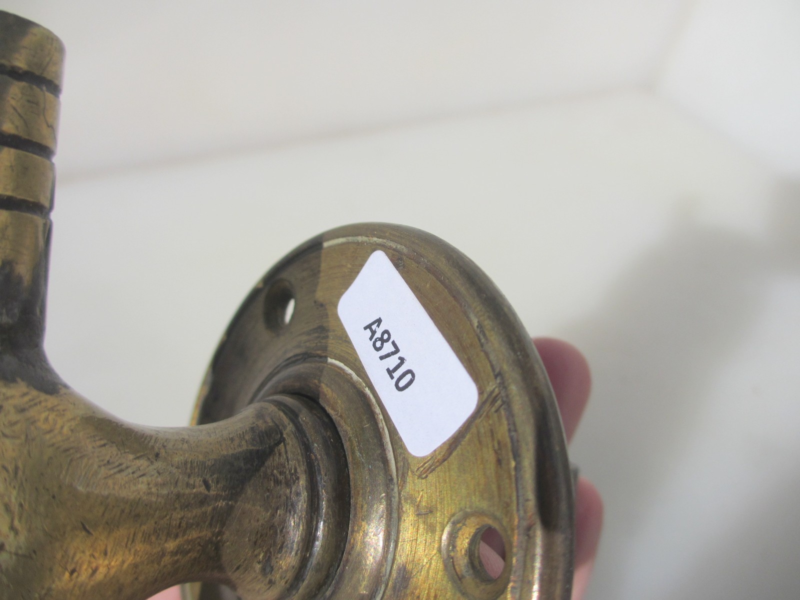 Antique Brass Safe Handle Centre Door Knob Pull Fist Hand Holding Rod Victorian