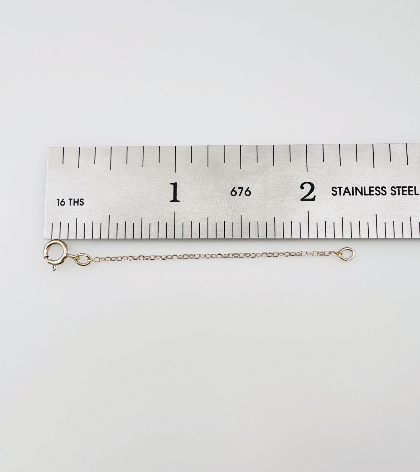 14K Solid Yellow Gold Cable Link Safety Chain Extension Extender, 1mm, 2.25"