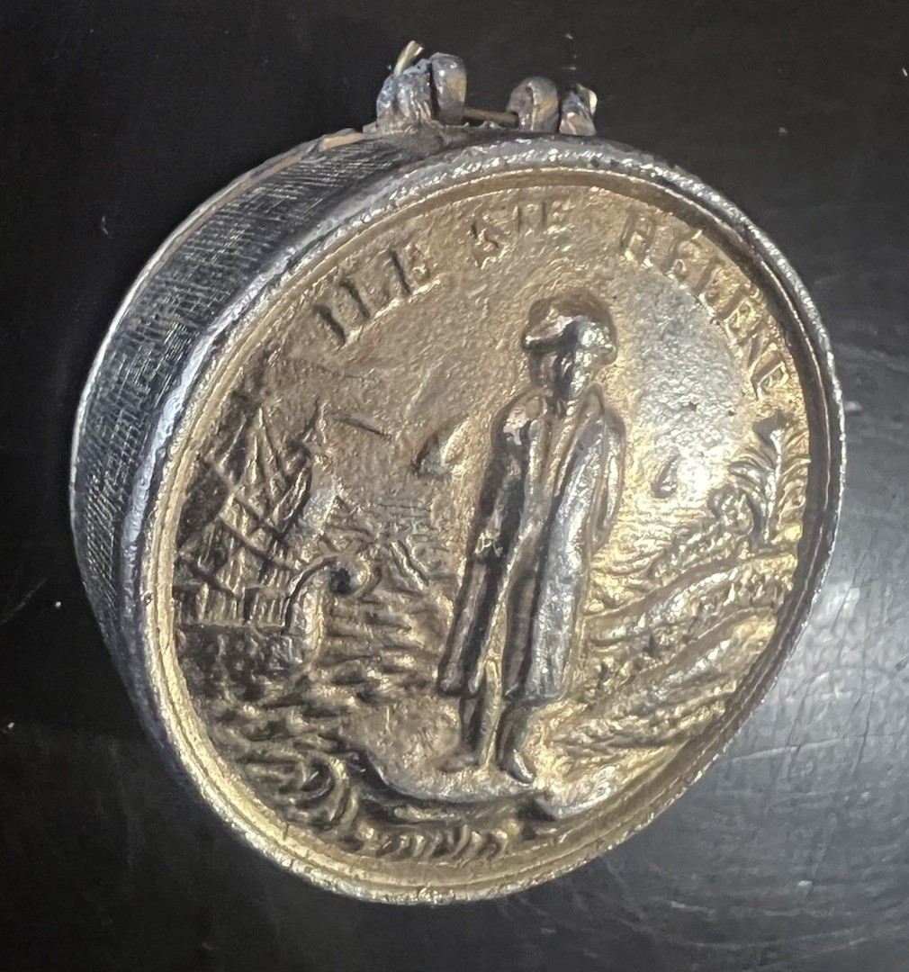 C. 1840 Napoleonic Commemorative Pewter Snuff/Pill Box - Napoleon at St. Helena