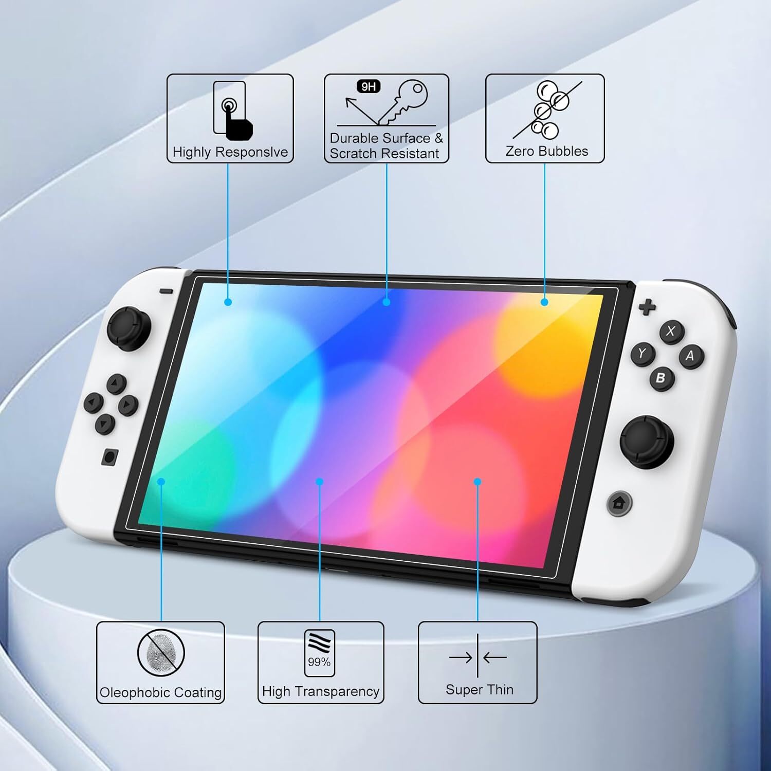 (2 Pack) Screen Protector for Nintendo Switch OLED Model 2021 (NOT Switch 2017)