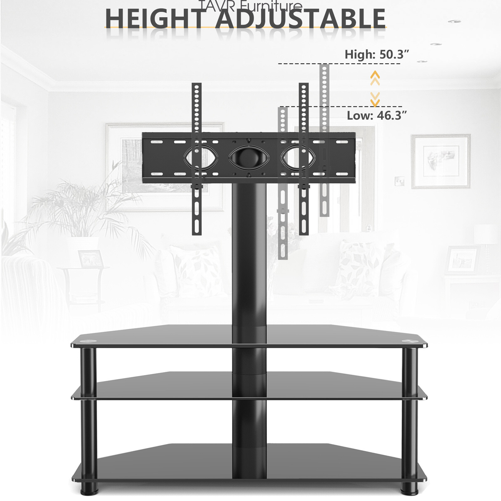 TV Floor Stand with Swivel Mount for 32-70 inch TV，6-level Height adjustable