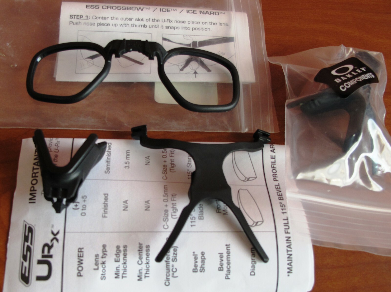 ESS Oakley URX Prescription Insert Ballistic Safety Glasses 740-0444 - New