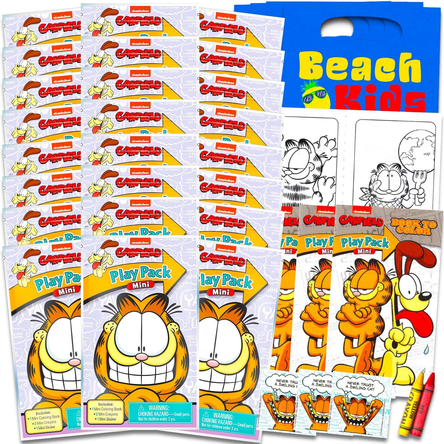 Garfield Mini Party Favors Set - Bundle with 24 Garfield Play Packs with Colorin