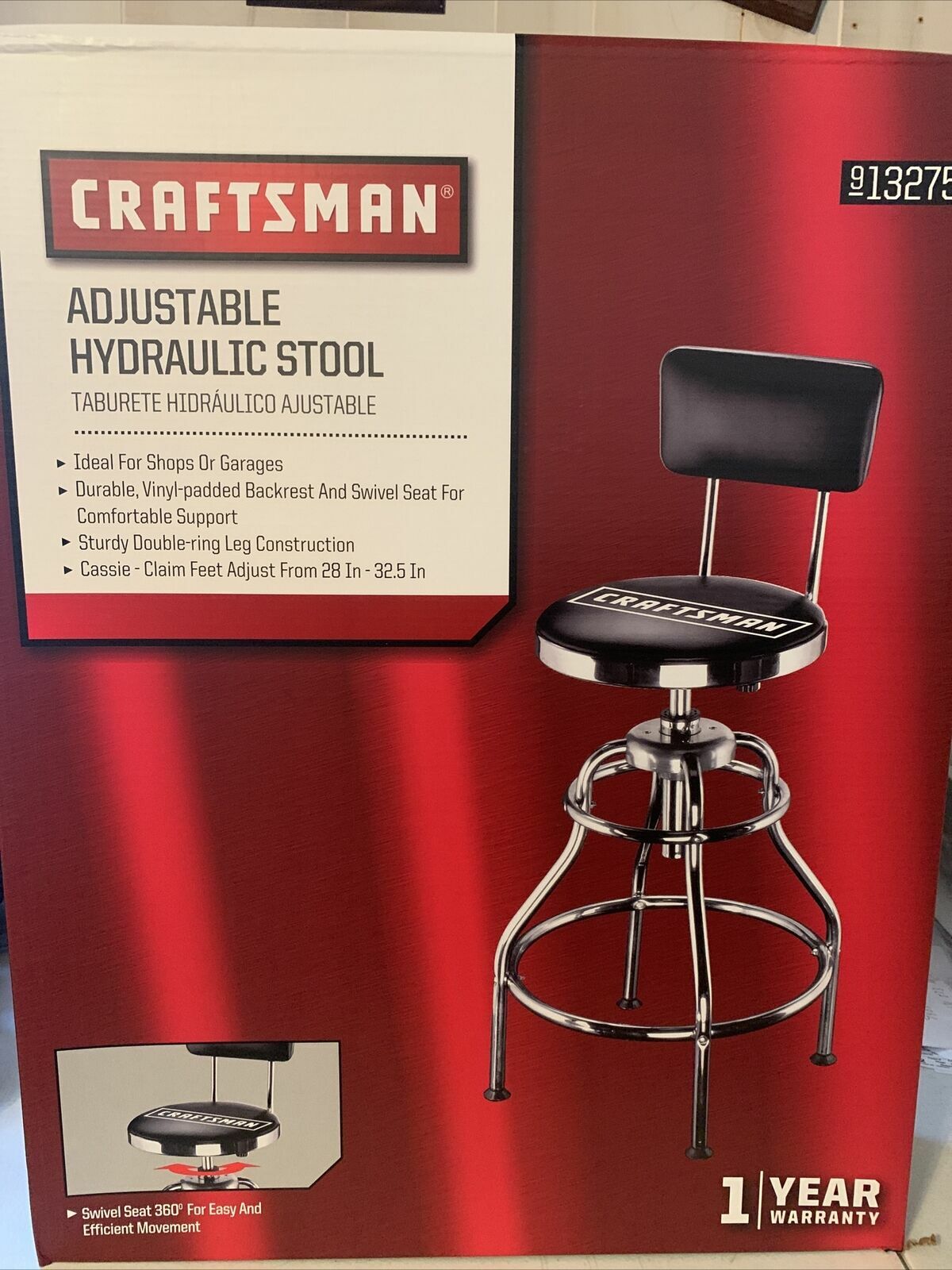 CRAFTSMAN Adjustable Hydraulic Seat Garage Bench Mechanic Seat Chair Stool NEW!