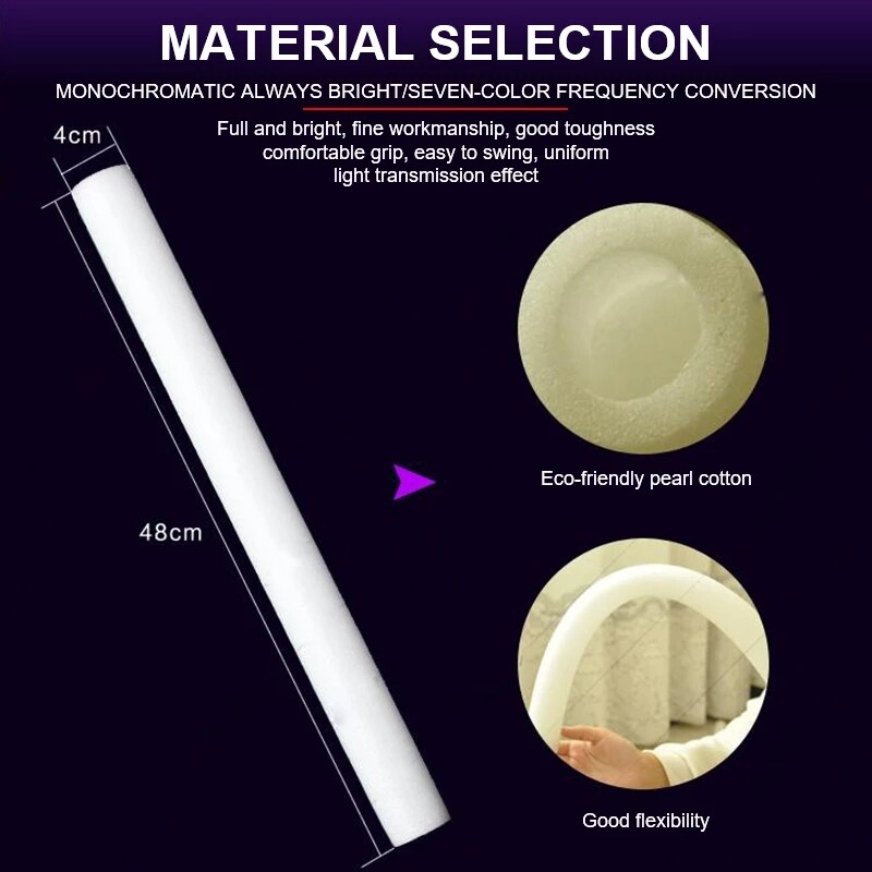 100 Pieces Luminous Foam Sticks LED Glow Foam Sticks Flashing Luminous Sticks