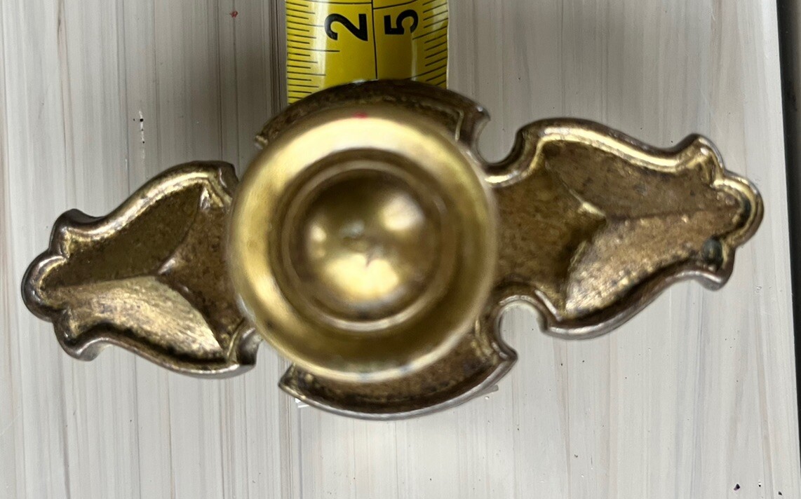 Vintage Brass Drawer Pulls With 3 3/8 In Back Plate, 3 In Center, Lot Of 5 +