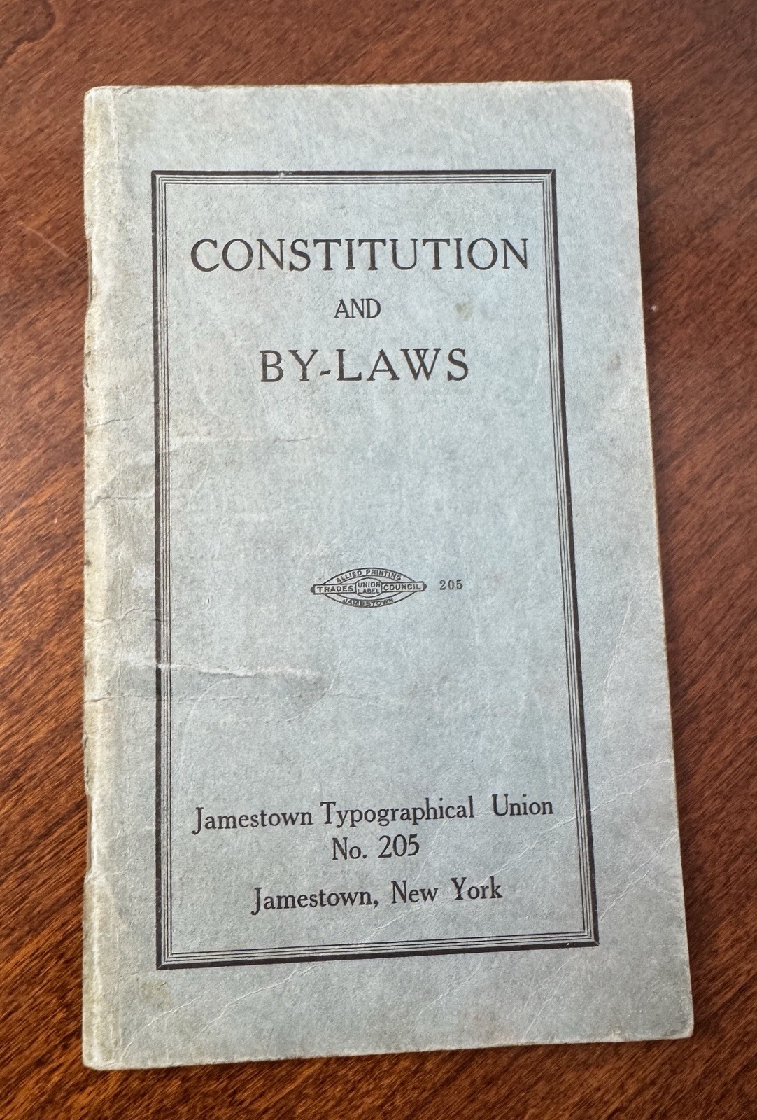 Jamestown NY Typographical Union Constitution and By-Laws Jan 1938 NEW YORK