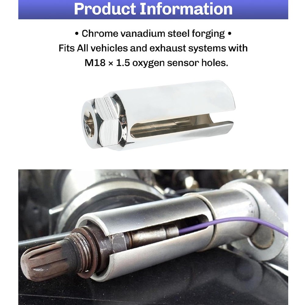 O2 Oxygen Sensor Socket Thread Chaser Set 5PCS O2 Sensor Wrench Removal Tool Kit