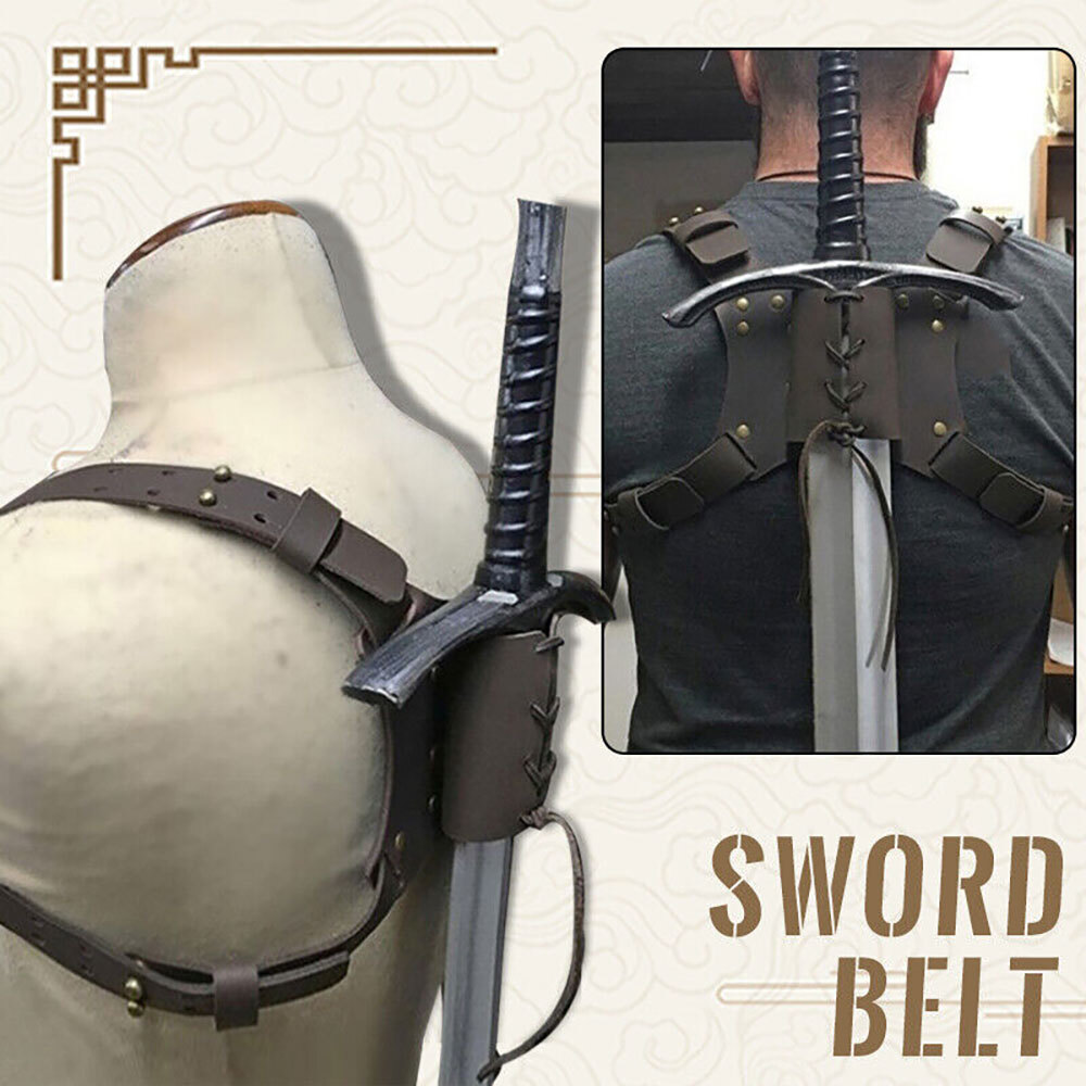 Medieval Retro Back Sword Holder Back Scabbard Warrior Cosplay PU Leather USA