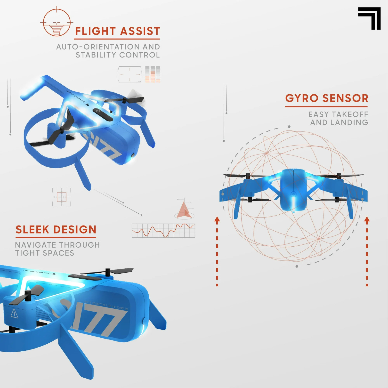 Sky Propeller RC Remote Control Compact Mini Drone LED For Kids Beginners Adults