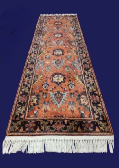 2'8×10ft Hand Knotted 100% Pure Wool Herize Design Runner Vintage Rub