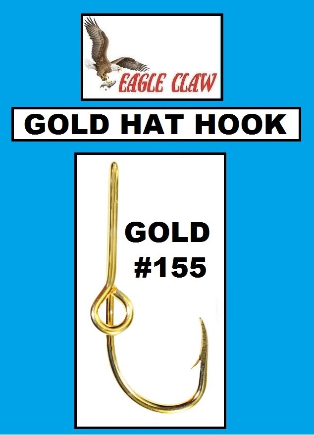 EAGLE CLAW GOLD HAT HOOK Fish Hook Hat Clip /Baseball Cap Pin NEW! #155A