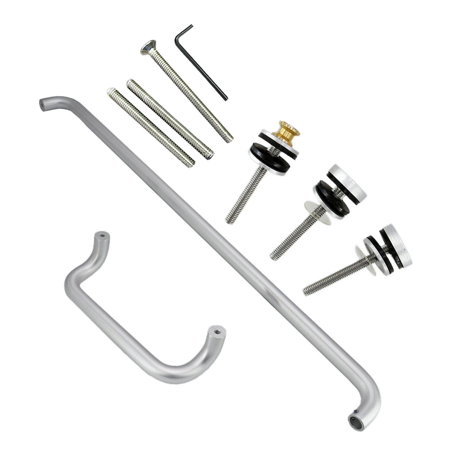 CEL Round Solid Aluminum Storefront Door Pull Handle and Push Bar Set - 10"X33"