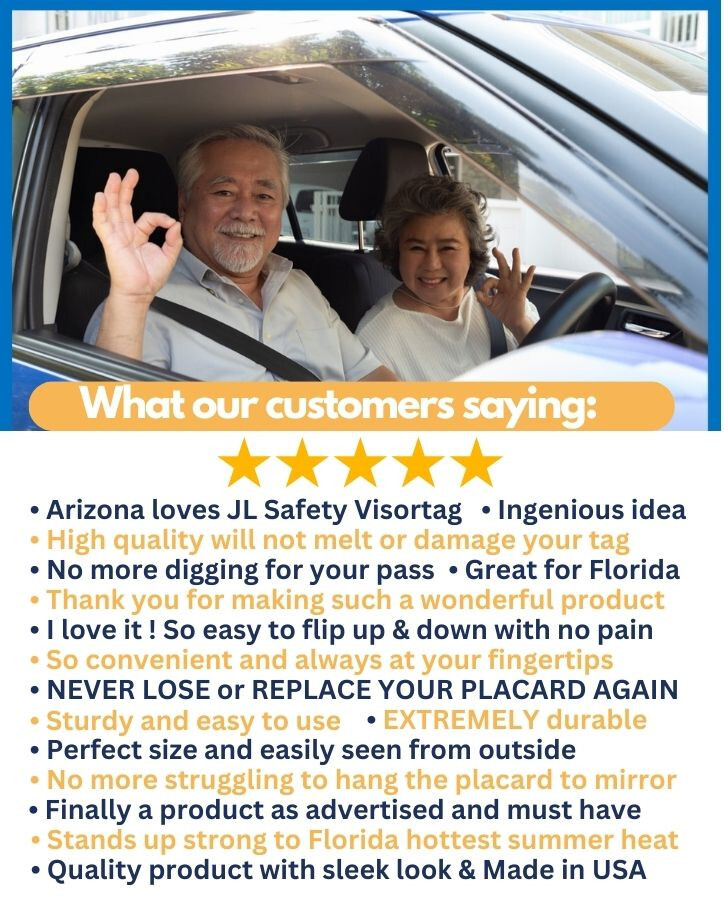 JL Safety Visortag Vertical- Best & Sturdiest Handicap Placard Holder Available!