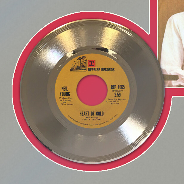 Neil Young Heart Of Gold Framed Picture Sleeve Gold 45 Record Display