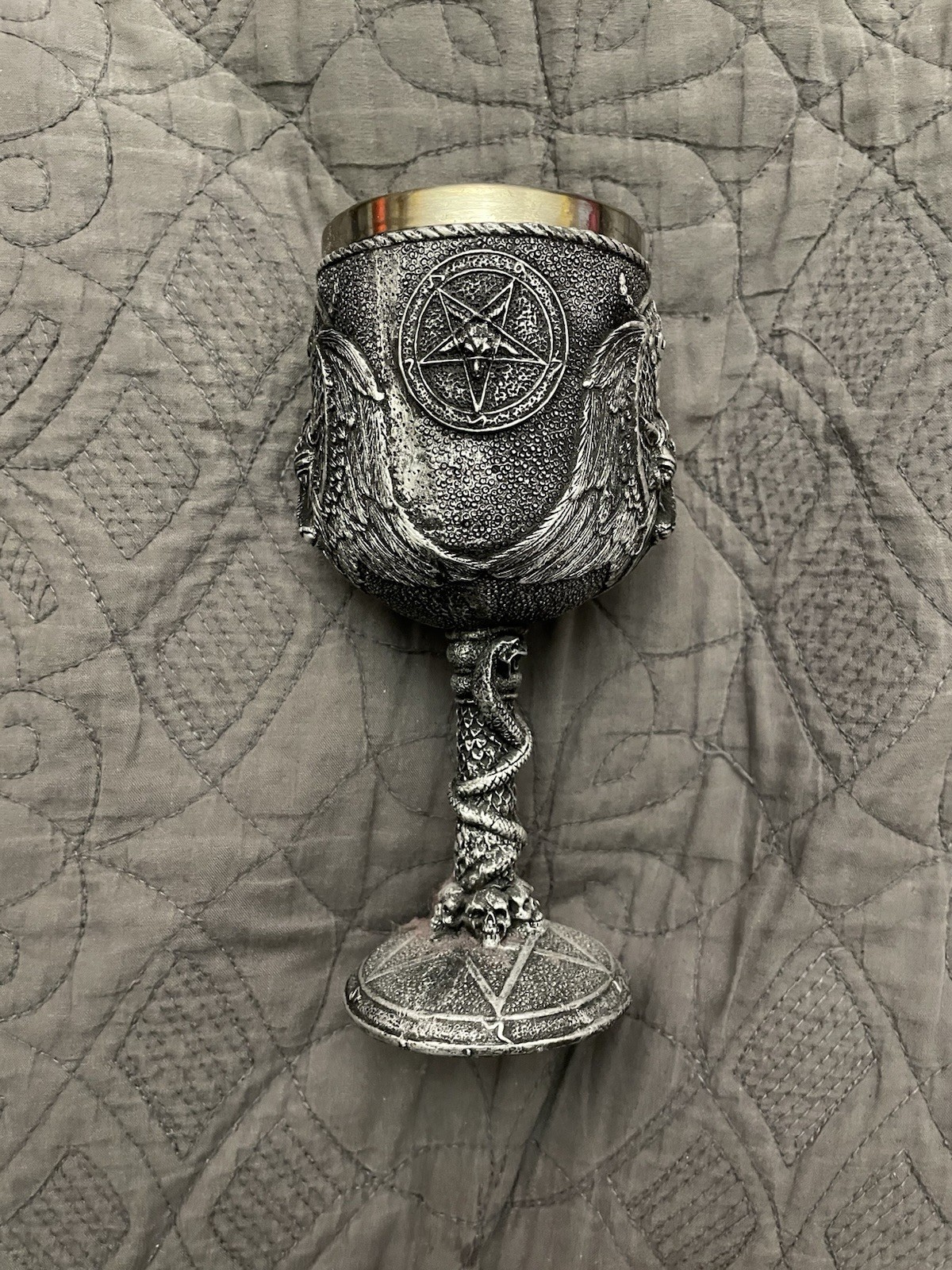 Satanic Goblet Wine Chalice Cup Occult Gothic