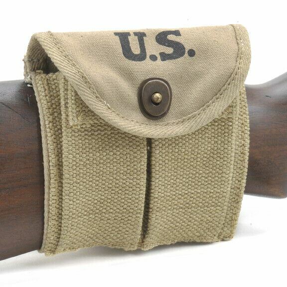 USGI WW2 .30 M1 CARBINE SLING, OILER, & BUTTSTOCK POUCH KHAKI Dated 1942
