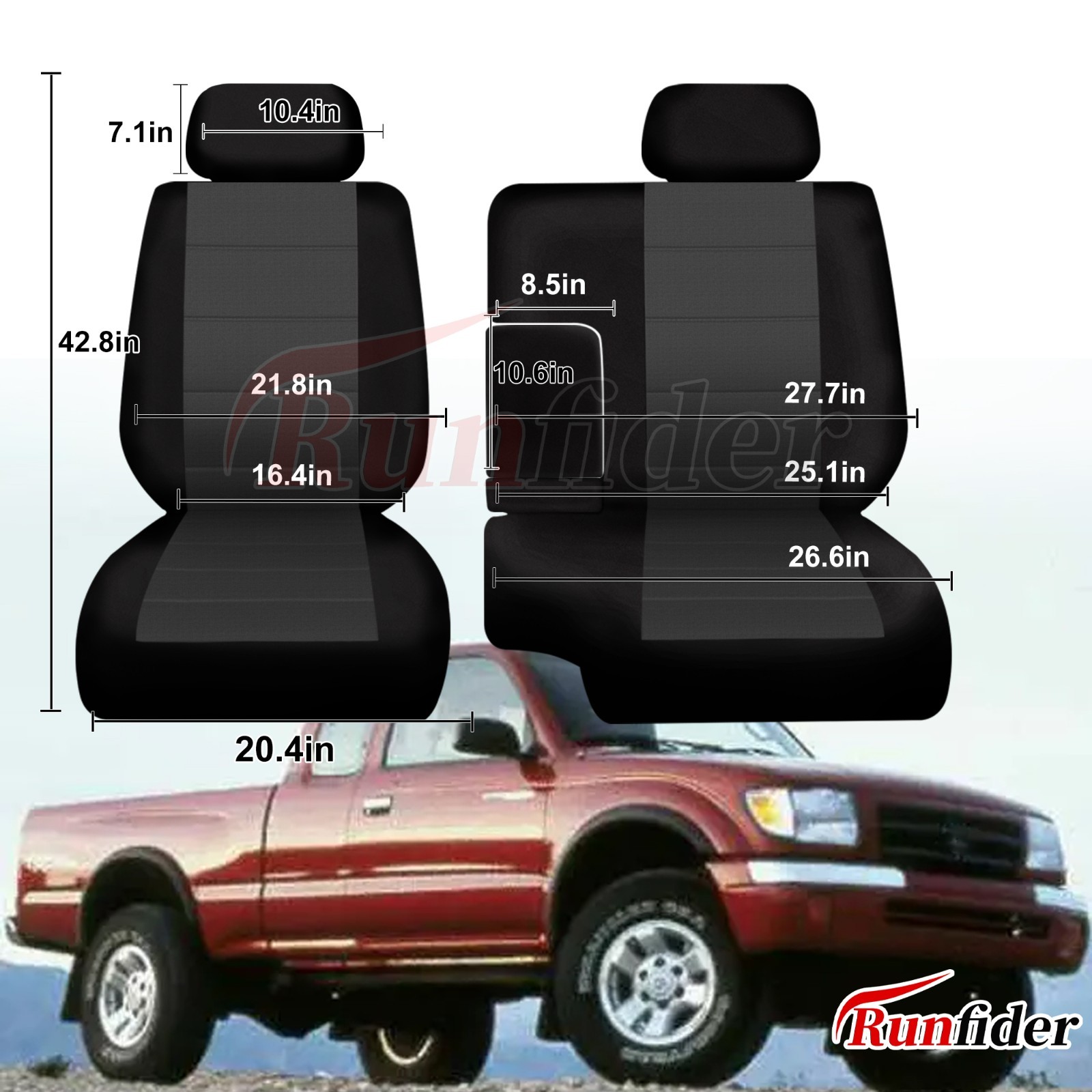 60/40 Front Bench Seat Covers for Toyota Tacoma 1995-2000