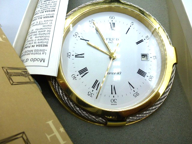 FRED of PARIS Joaillier Collection DESK  Clock SILVER AND GOLD  W/Box FORCE 10
