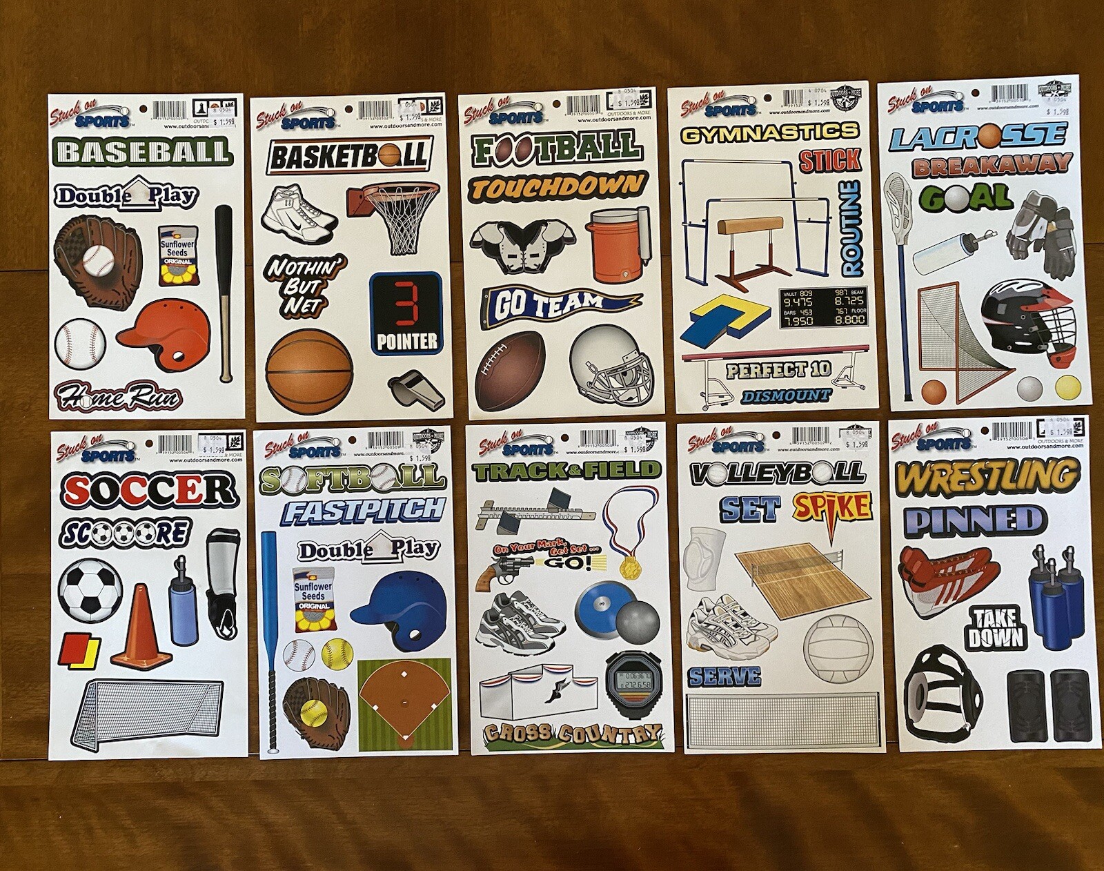 SPORTS Stickers :Gymnastics, Football, Baseball, Volleyball, Lacrosse, Soccer ++