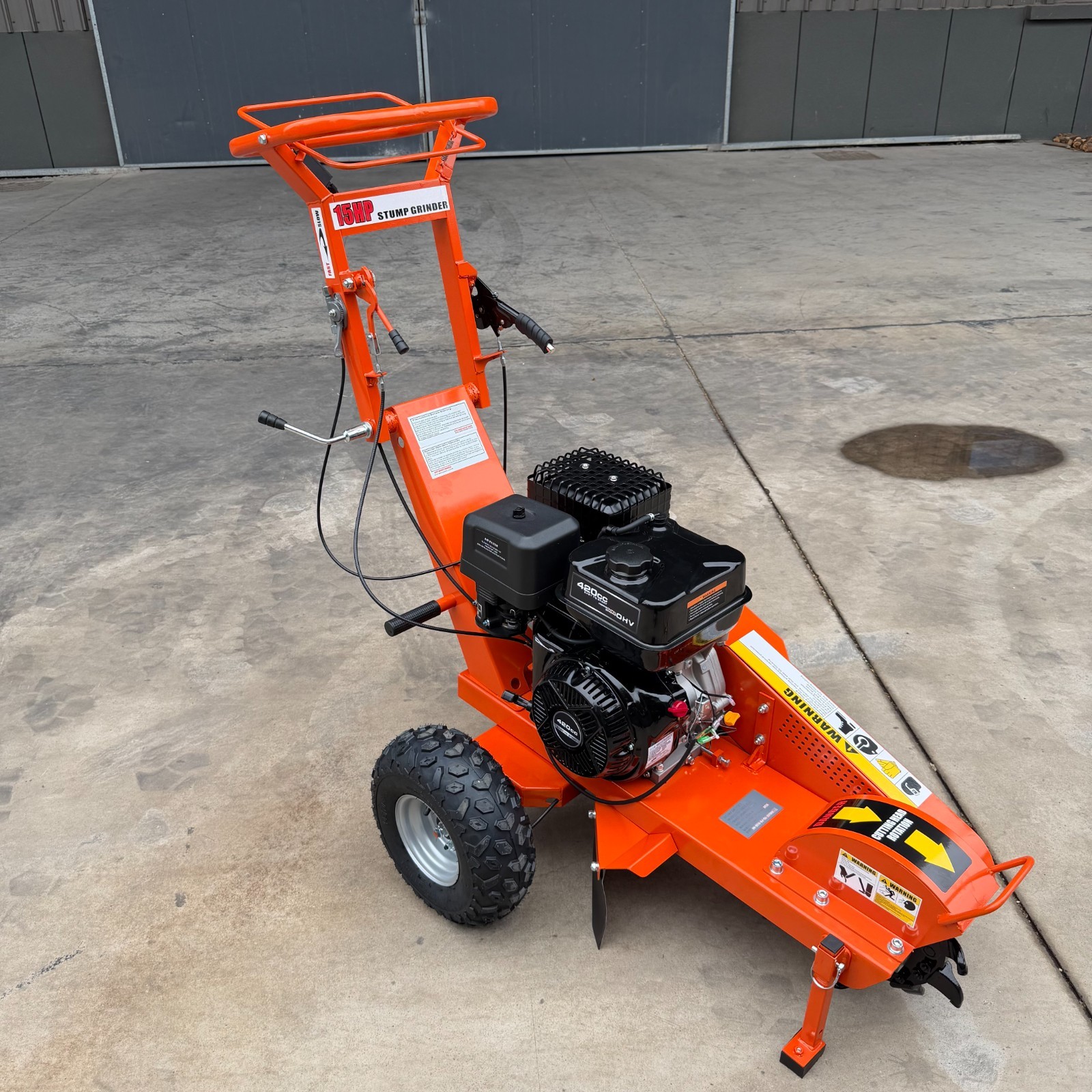 15HP 420CC Gas Stump Grinder Walk-Behind 15" Cutting Height 10" Depth