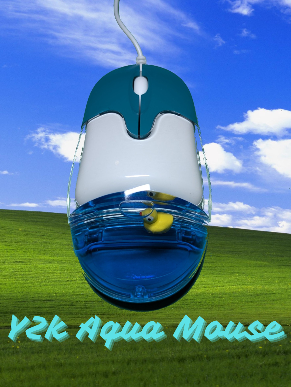 Y2K Aqua Style Wired (USB) Cute Computer Mouse, With Duck Floater NEW
