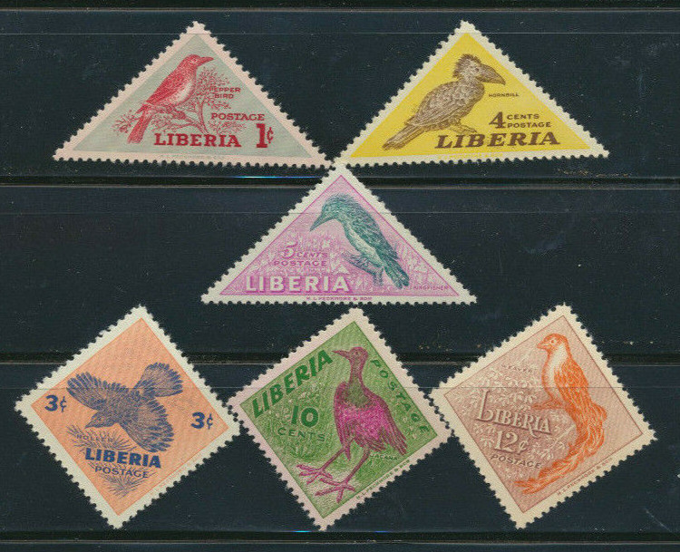 BIRDS Liberia 1953 Set of 6 Scott #341 - 346 Mint NH Complete