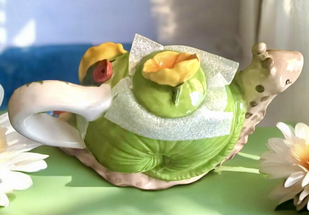 Blue Sky Clayworks Snail With Mushrooms & Flowers Teapot NEW Auth Retailer