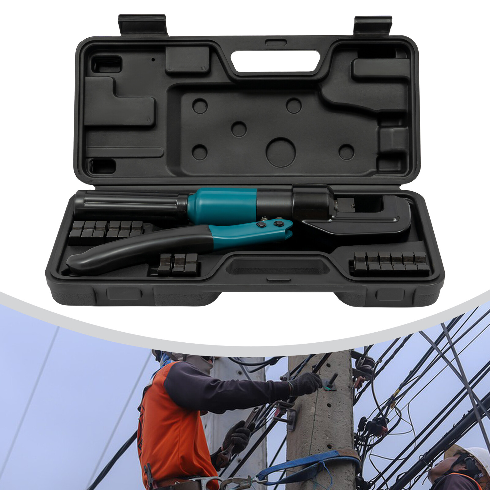 8T Hydraulic Crimper Crimping Tool Wire Rope Swaging Cable Railing Kit+8 Dies