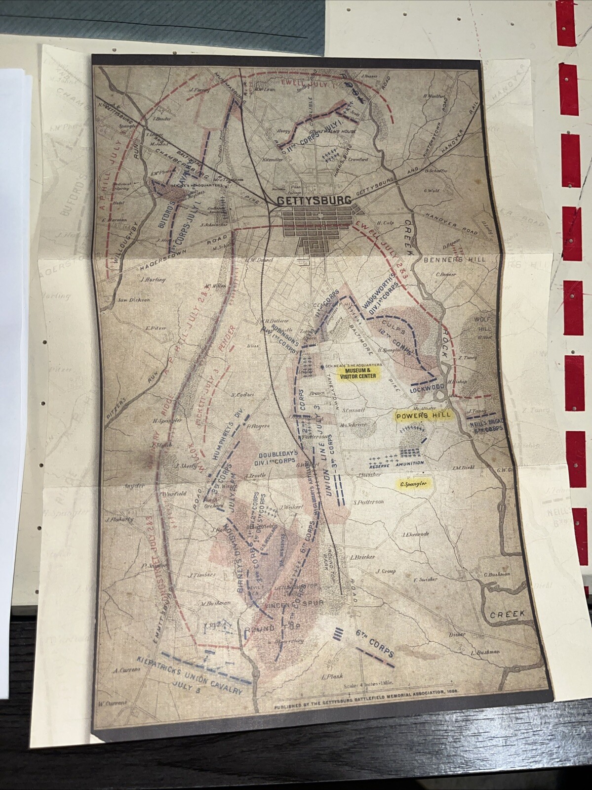 Civil War Battle of Gettysburg Reproduction Authentic Documents & Maps lot Of 8