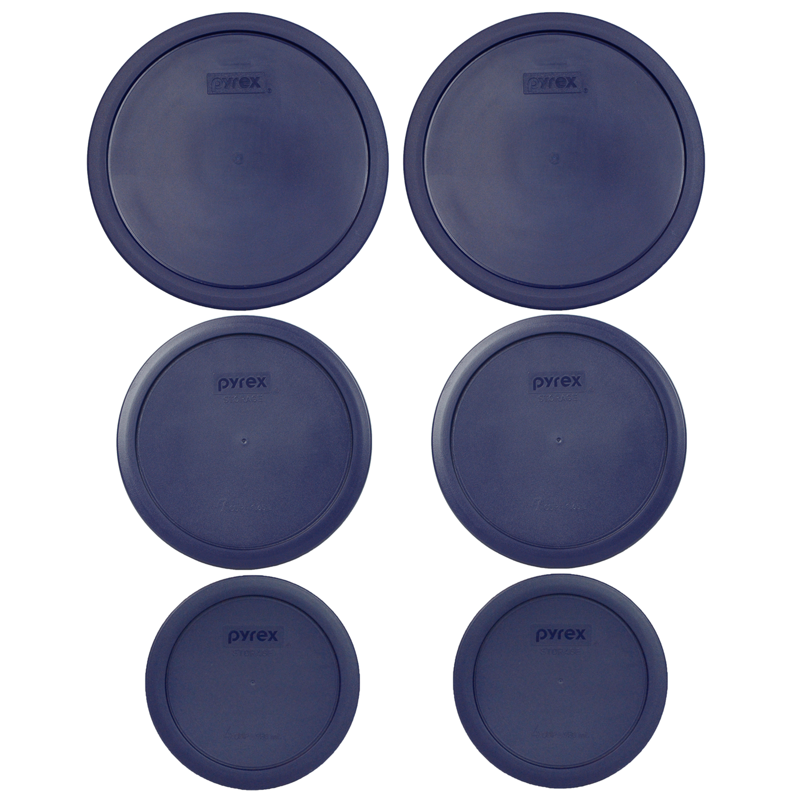 Pyrex (2) 7403-PC (2) 7402-PC and (2) 7201-PC Blue Plastic Replacement Lids