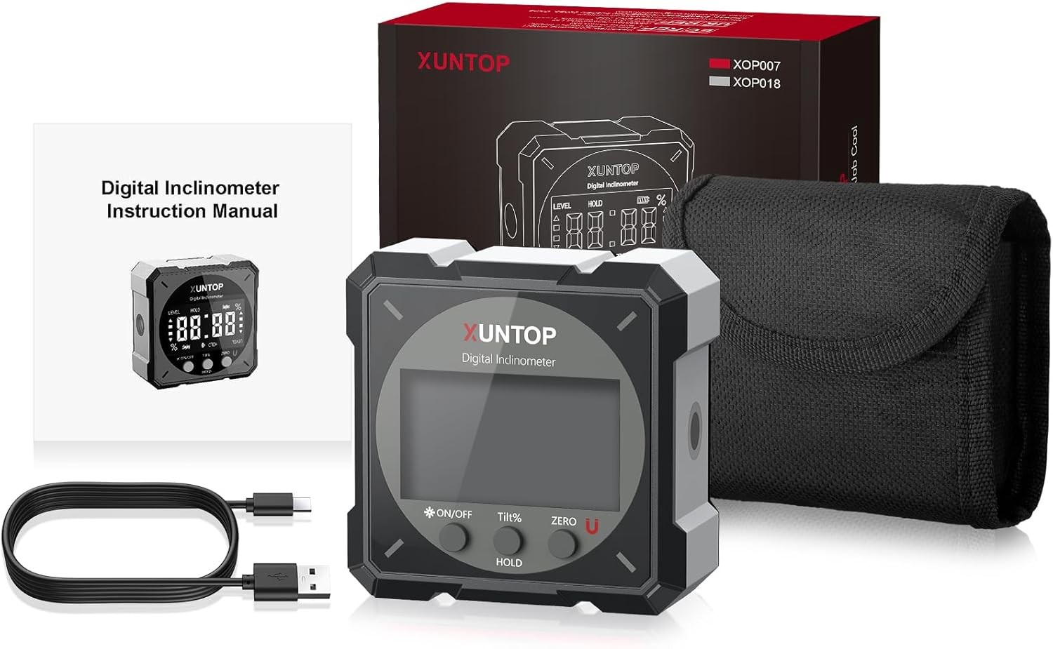 360° Digital Protractor Laser Level Box Magnetic Angle Finder Gauge Inclinometer