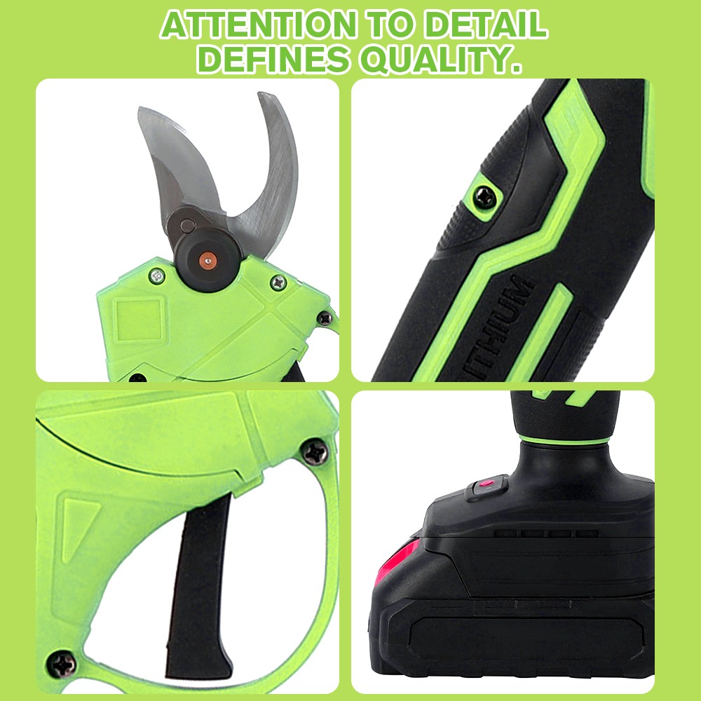 Electric Pruning Shears Cordless Pruner Brushless Branch Cutter & 2 Batteries