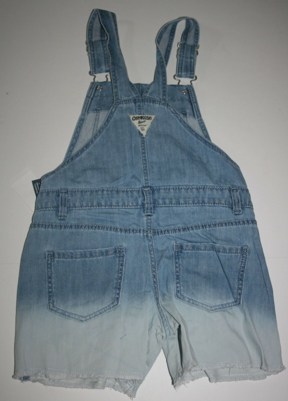 New OshKosh Kid Girls Denim Blue Jeans Overalls NWT 7 10 14 year Short Vestbak