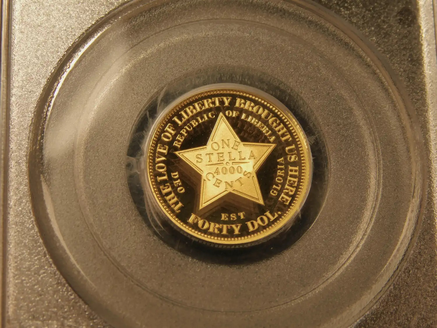 2002 $40 Liberia Flowing Hair Stella 1/4 oz Gold - PCGS PR69DCAM Type 1