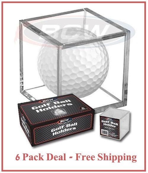 6 BCW Golf Ball Display Cases Clear Plastic 2 Part Cube Square Holder Autograph