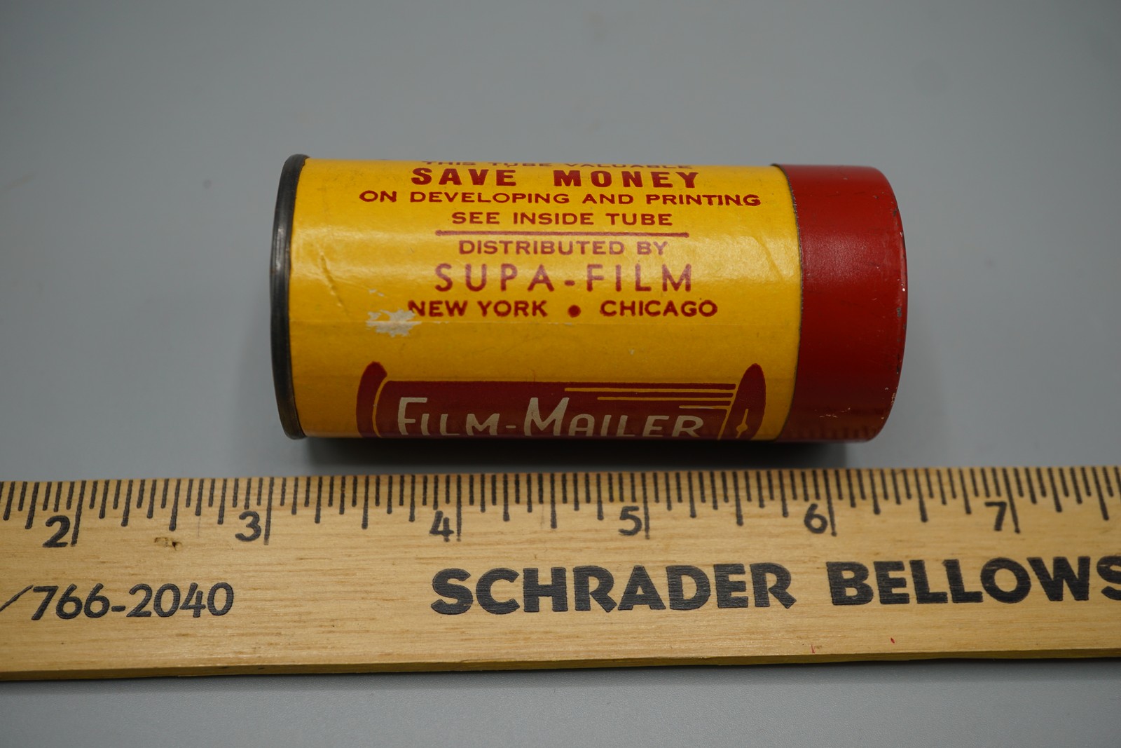 Vintage SUPA-FILM Film-Mailer Tube Tin New York Chicago Darkroom Developing