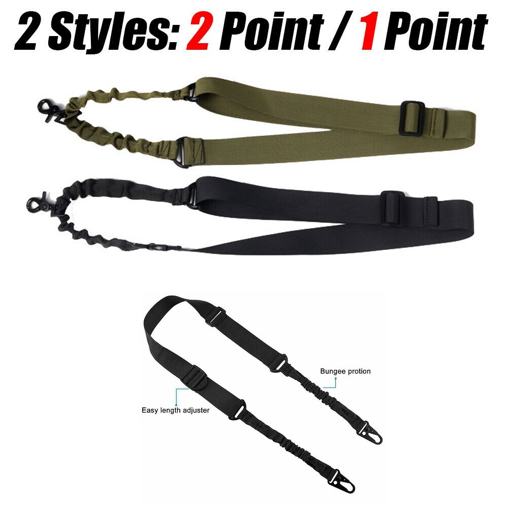 Single Point / Two Point Tactical Gun Rifle Sling Strap Adjustable Airsoft Hunt
