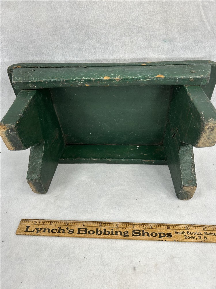 antique cricket footstool old square nails hand made green paint 1880 original