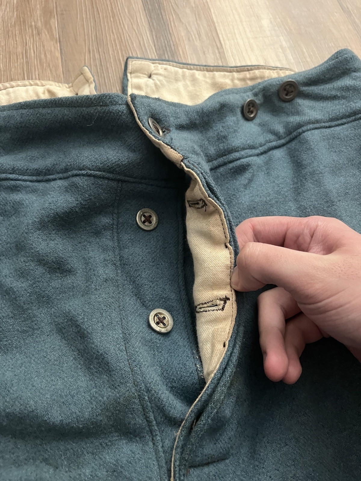 Vintage Repro Civil War Uniform Union Wool Trousers Sky Blue & Striped Shirt