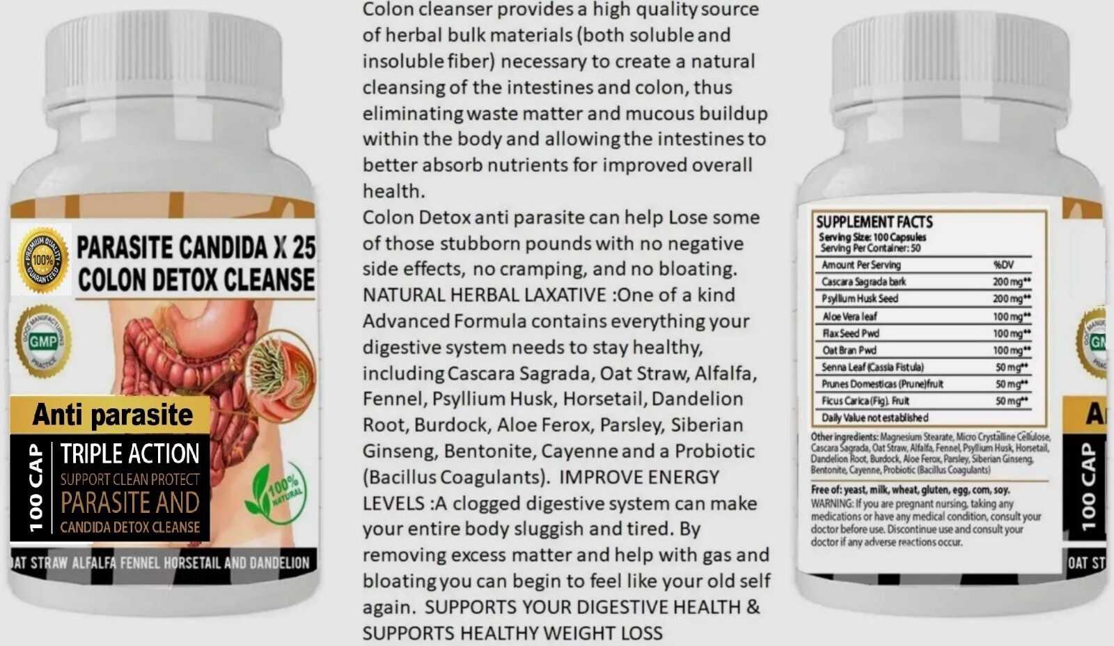 PARASITE DETOX BODY CLEANSE Complex Anti- PARASITE Support Cleanse 100 quick
