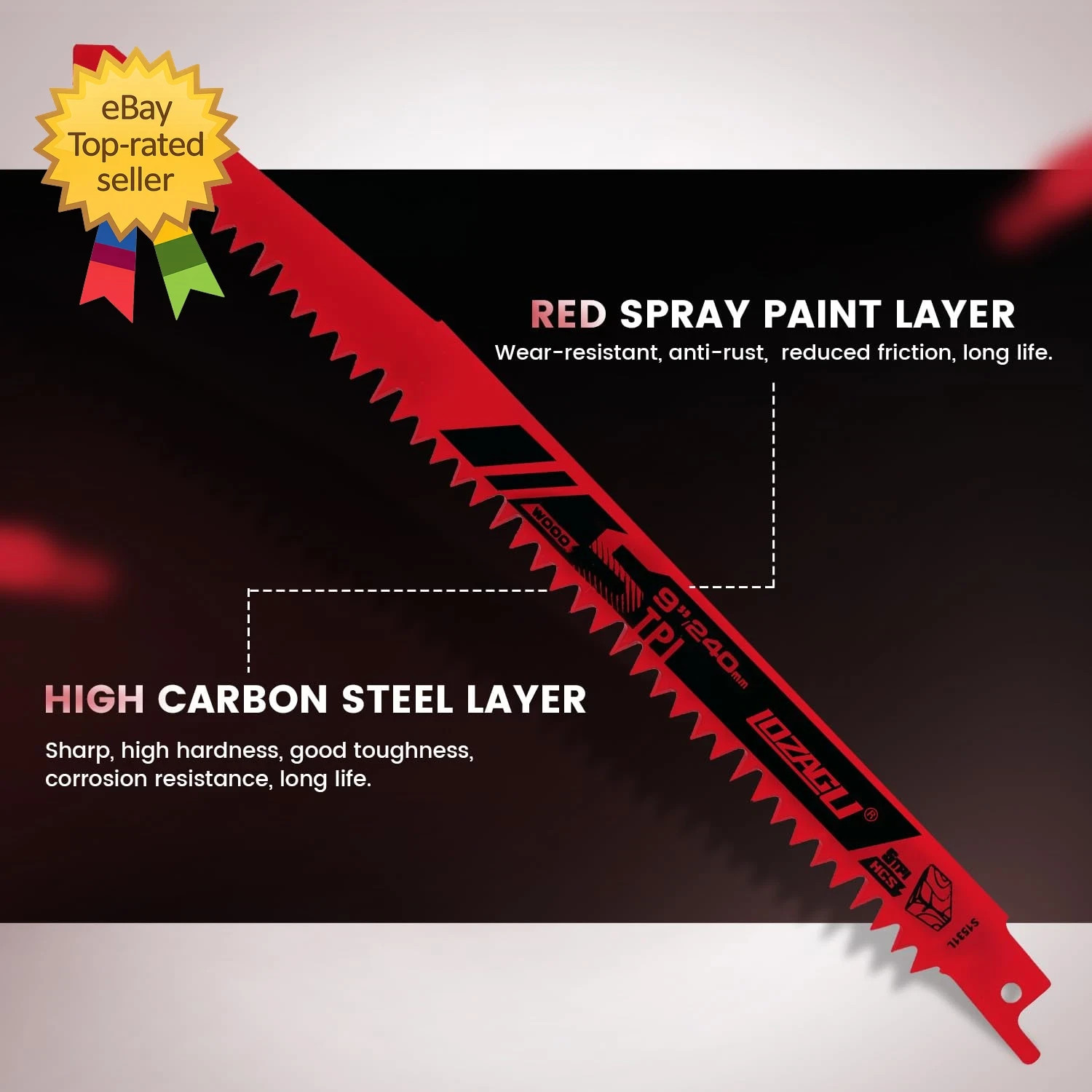 9-Inch Wood Pruning Reciprocating Saw Blades, 6-Piece, 5TPI Wood Saw Blades