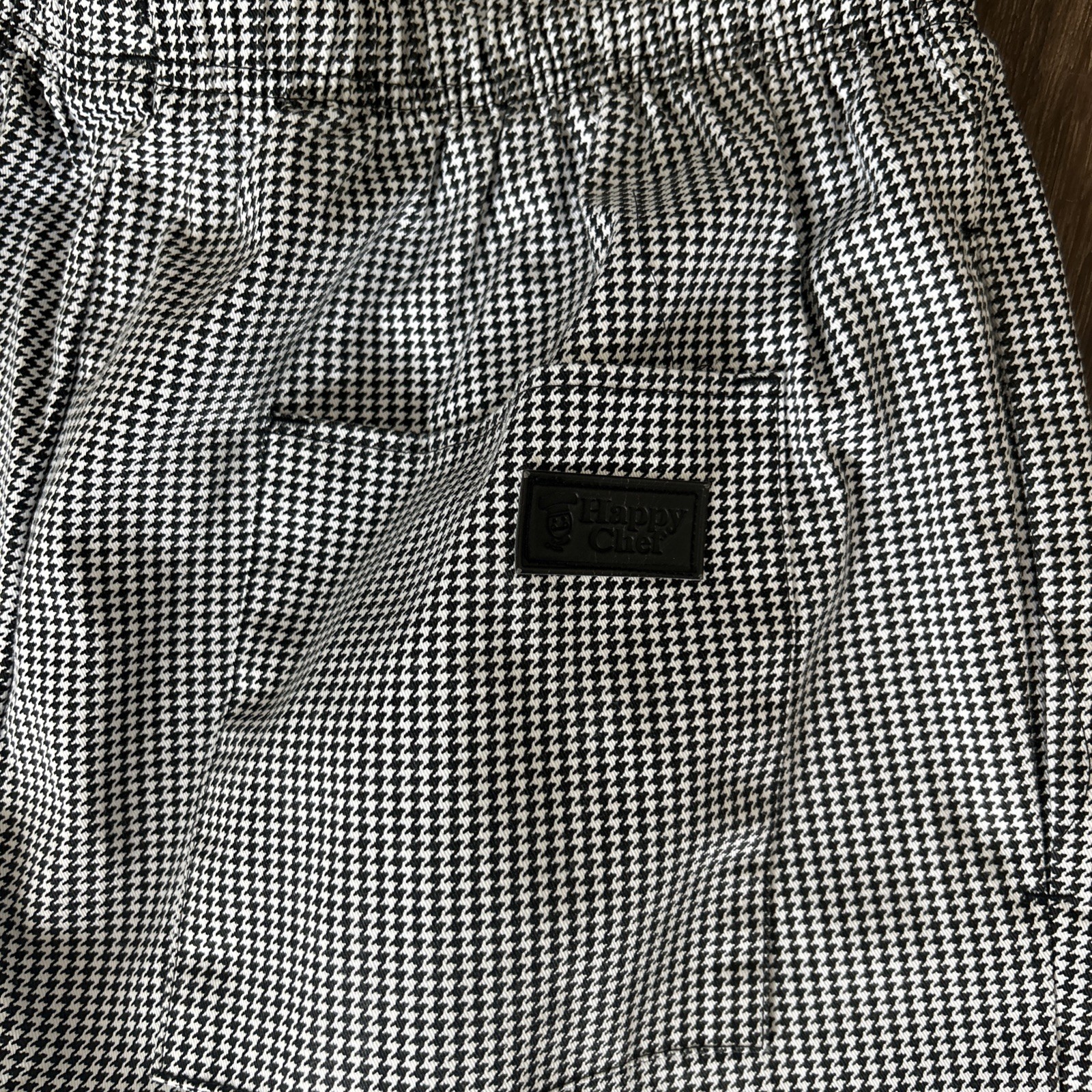Happy Chef Utility Pants Black White Houndstooth Sz M Pockets Classic MINT Cook