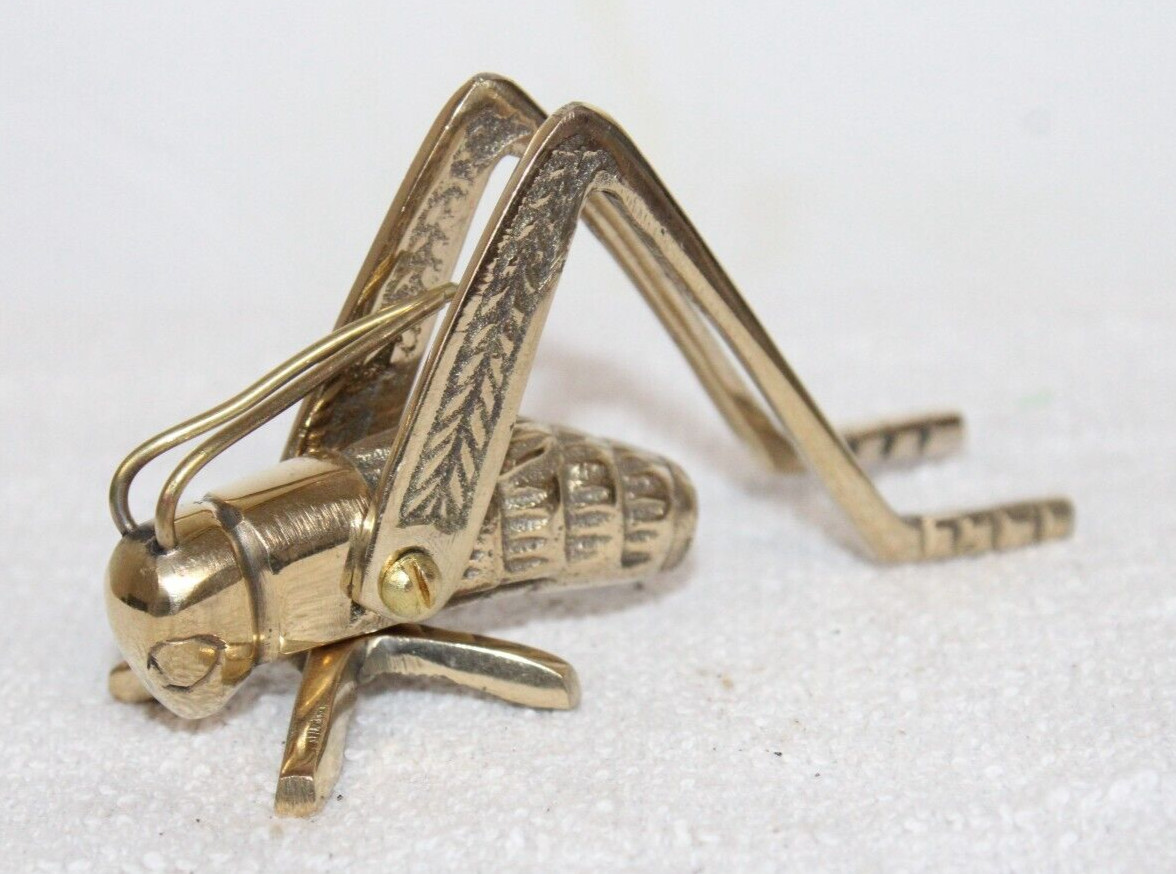 Vintage Style Brass Grasshopper Cricket Paperweight Figurine 3.5'' Paperweight