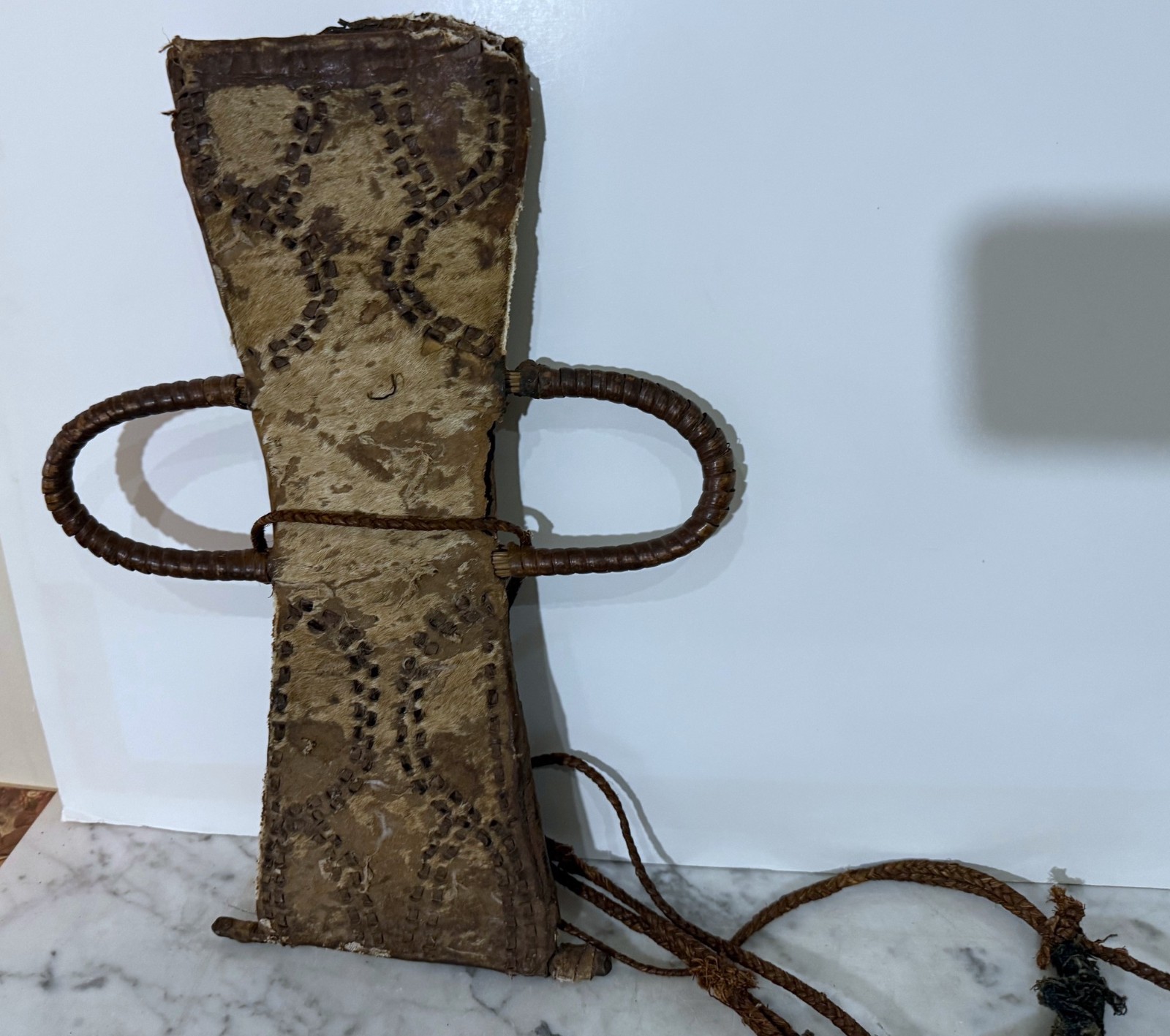 VINTAGE CAMEROON GRASSLAND ANIMAL SKIN COVERED TIKAR MACHETE SHEATH