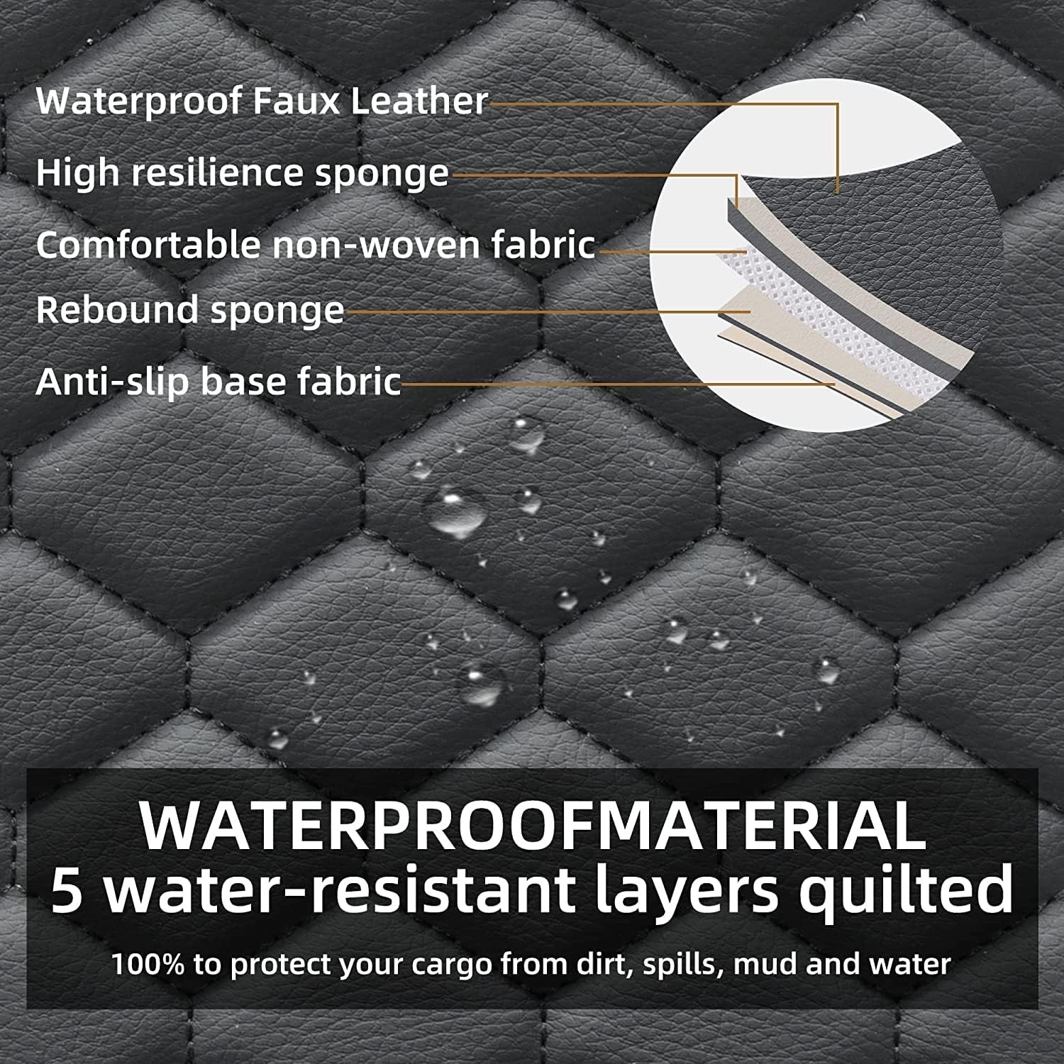 Elantrip Front Car Seat Covers Leather Black 2PCs New