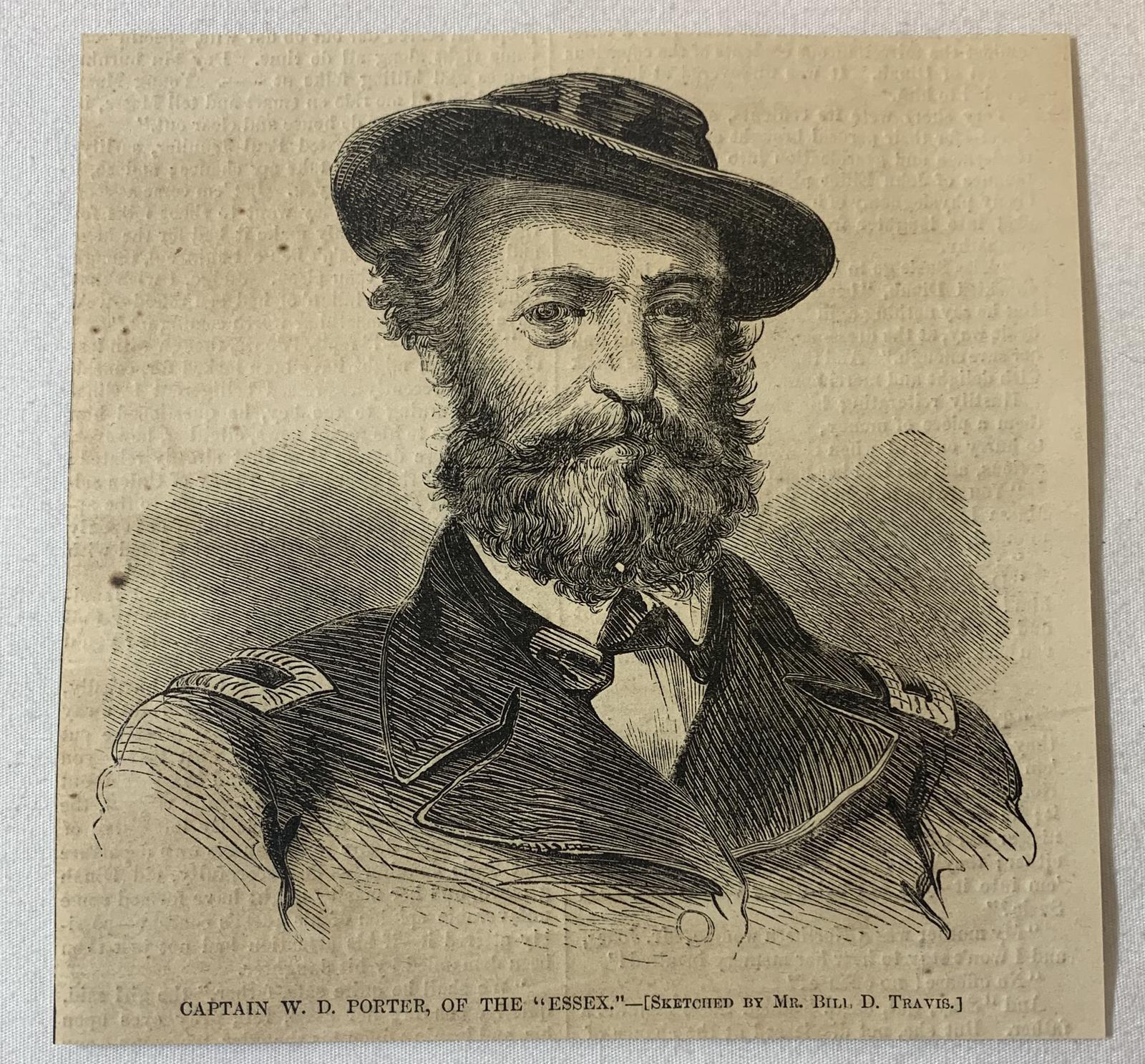 1862 magazine engraving~ CAPTAIN WILLIAM DAVID PORTER OF THE 'ESSEX'