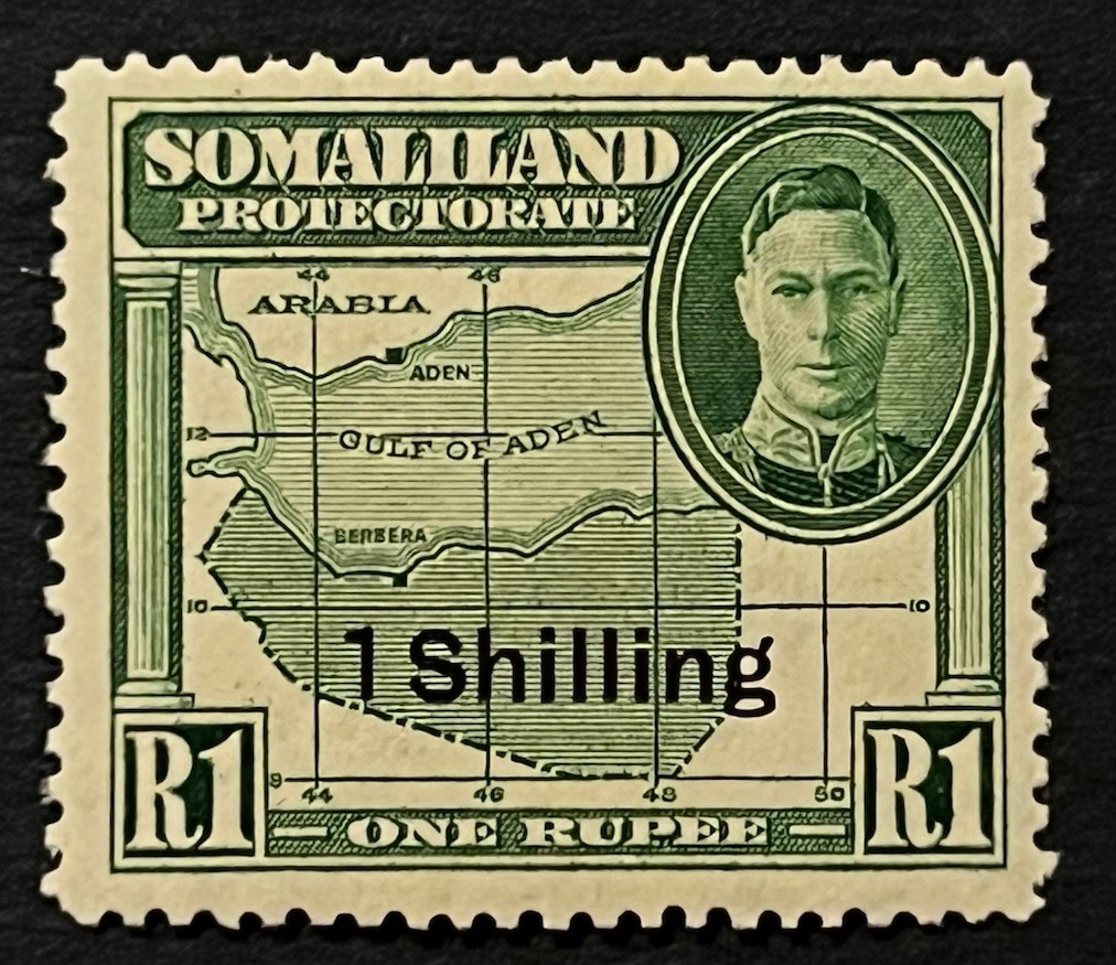 Travelstamps: 1942 Somaliland Stamps Sc #123 Sg 112 - 1sh on 1 Rupee KGVI MOGH