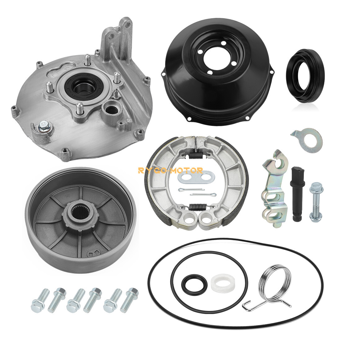 Rear Brake Drum Hub Plate Cover Shoes Kit for Honda Rancher 350 TRX350 2000-2006