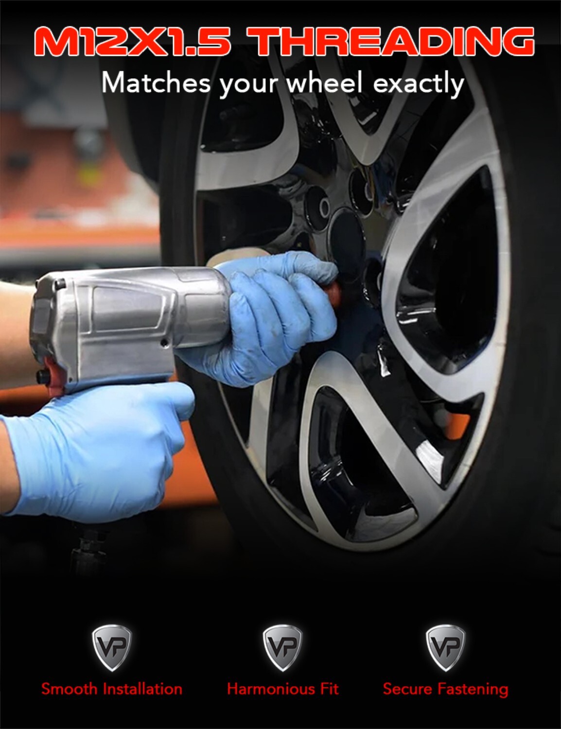 Set 20 12x1.5 Black Acorn Tuner Lug Nuts for Ford Fusion Focus Escape MKC MKZ